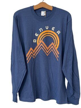 Good Land Supply Co TShirt Medium Denver Long Sleeve Tee Vintage Navy Blue NEW
